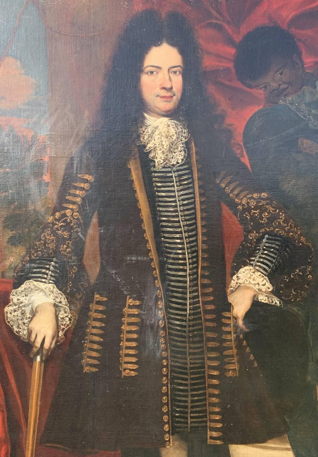Giovanni Bernardo Carbone (Genoa 1614 – Genoa 1683) - Portrait of a gentleman.

200 x 142 cm without frame, 212 x 154 cm with frame.

Antique oil painting on canvas, in a wooden frame.

Provenance: Finarte Rome, 05/21/1996, lot 128.

Condition