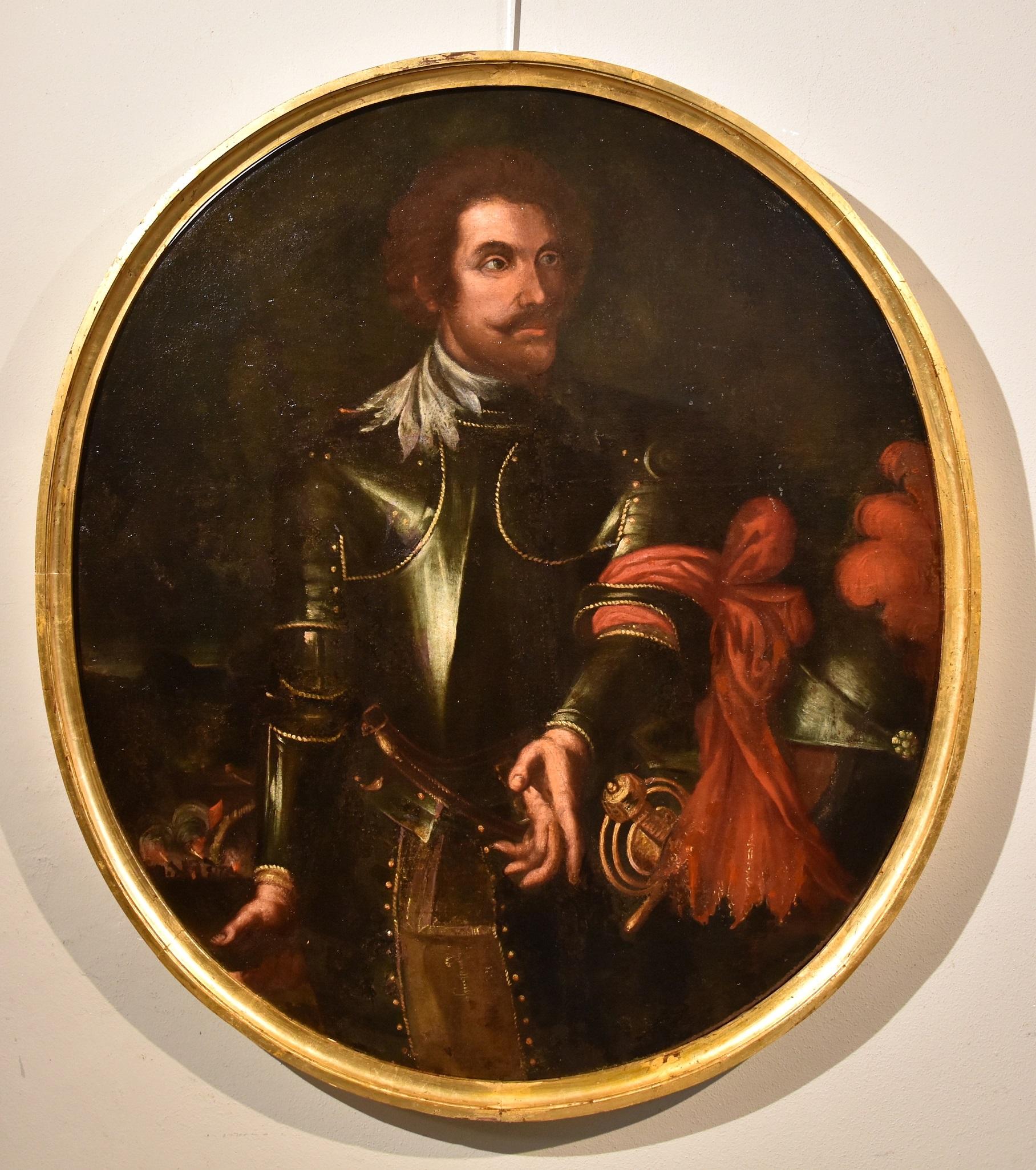 Portrait - Gentleman Armor Carbone Van Dyck - Peinture à l'huile sur toile - 17ème siècle - Italie