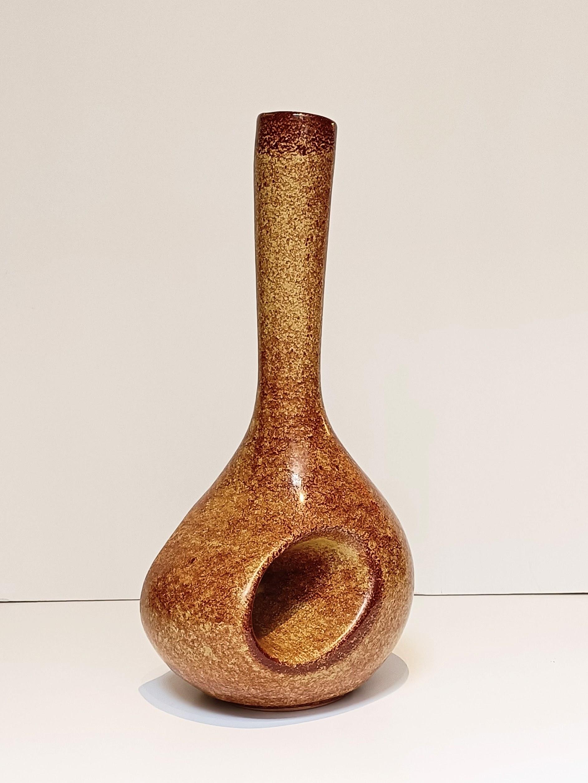 Mid-Century Modern Bertoncello by Roberto Rigon Vintage Mid Century Ceramic Vase, Italy, 1960s For Sale