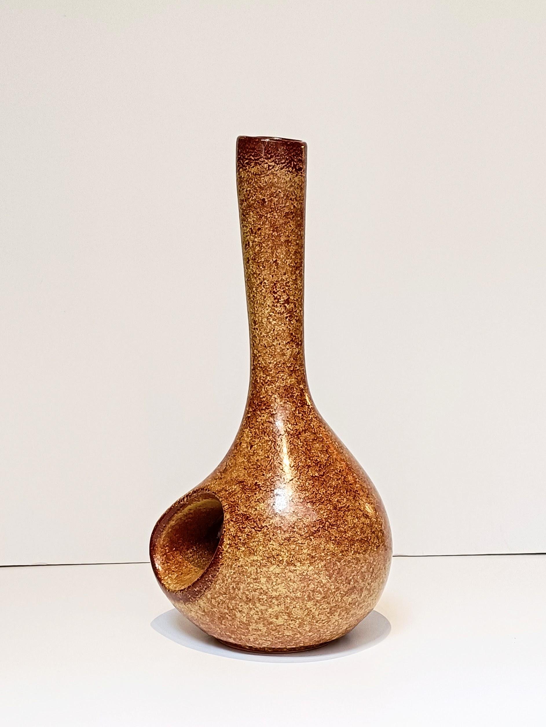 Glazed Bertoncello by Roberto Rigon Vintage Mid Century Ceramic Vase, Italy, 1960s For Sale