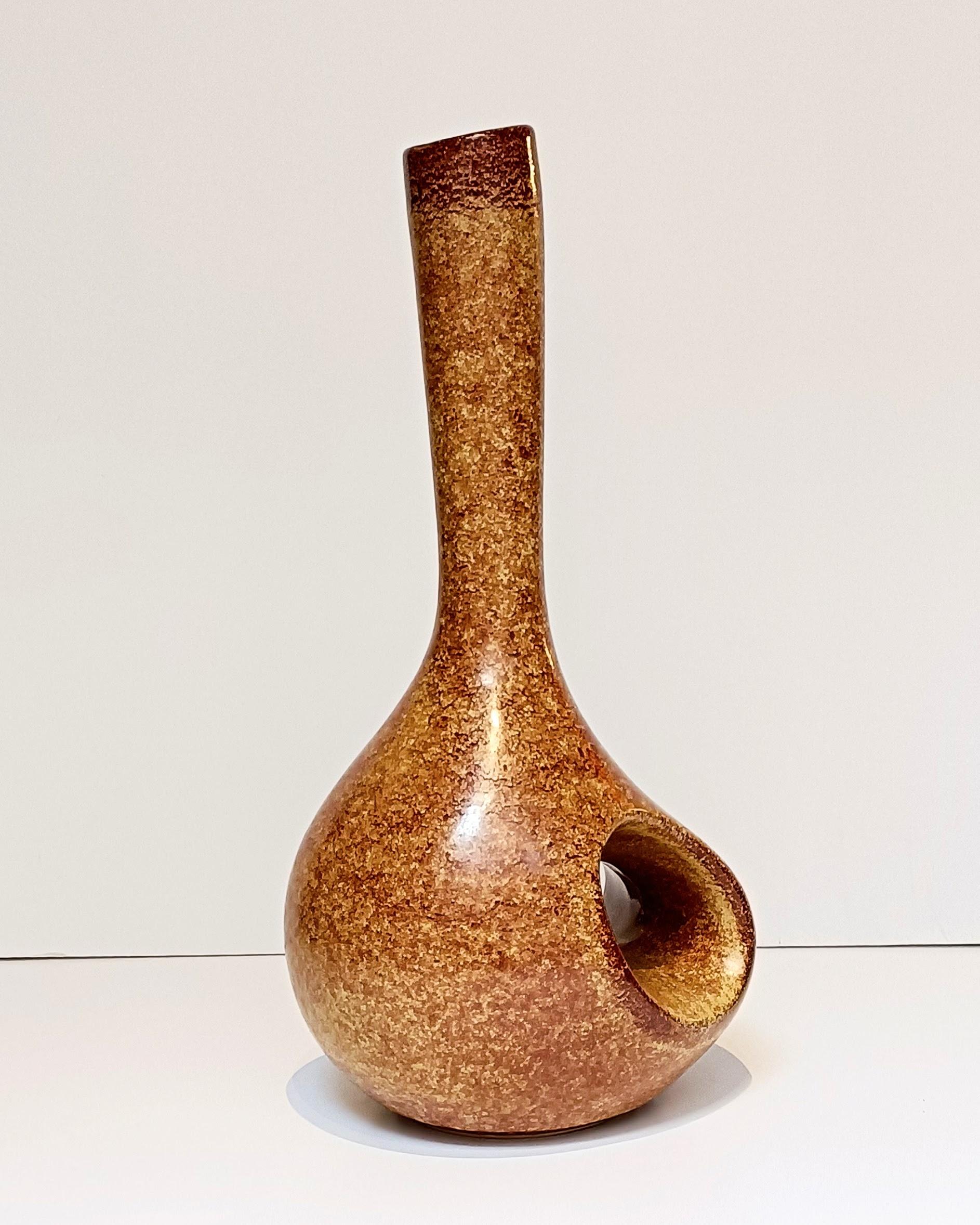 Glazed Bertoncello by Roberto Rigon Vintage Mid Century Ceramic Vase, Italy, 1960s For Sale