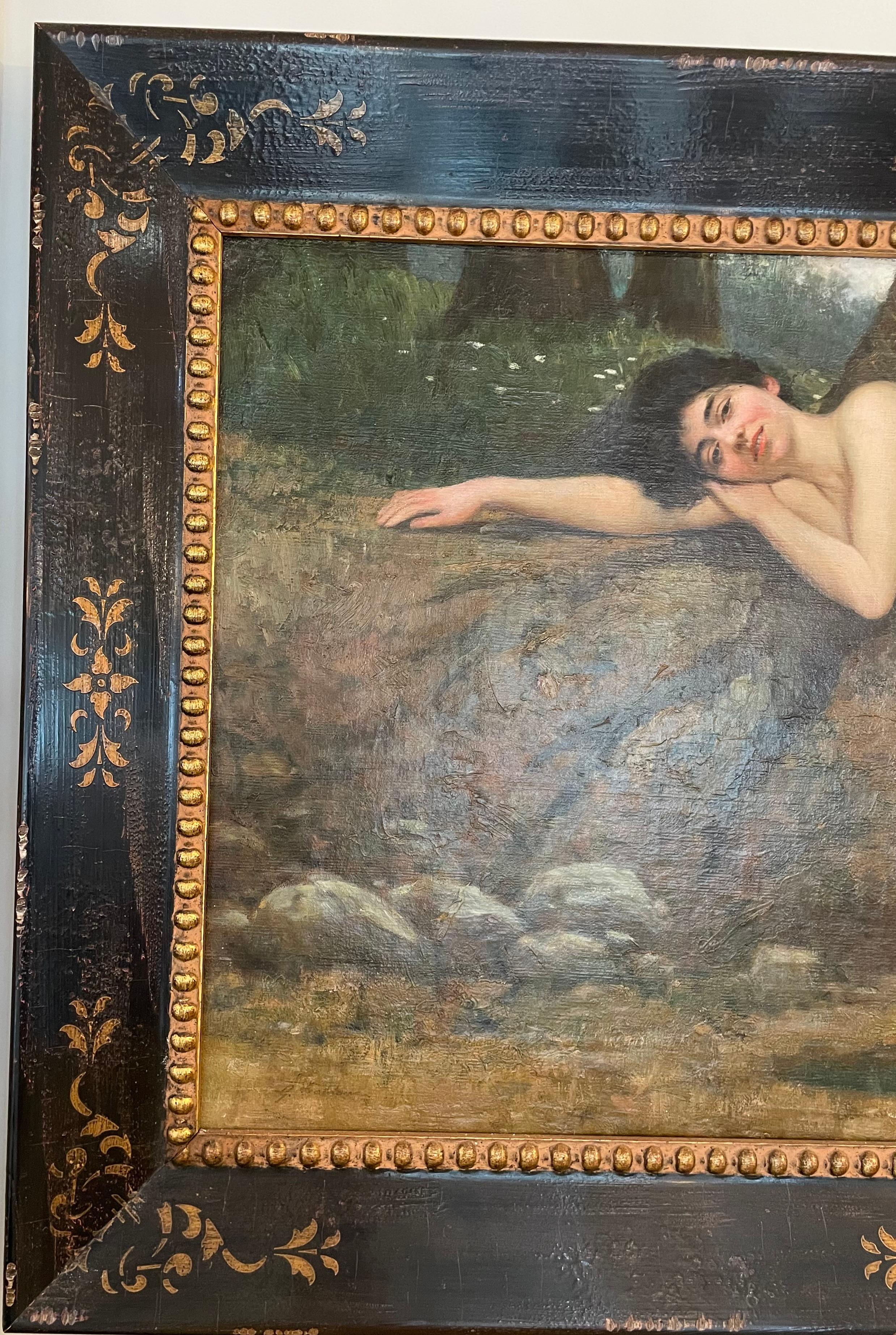 Hand-Painted Giovanni Boldini Painting of a Reclining Nude Figure For Sale