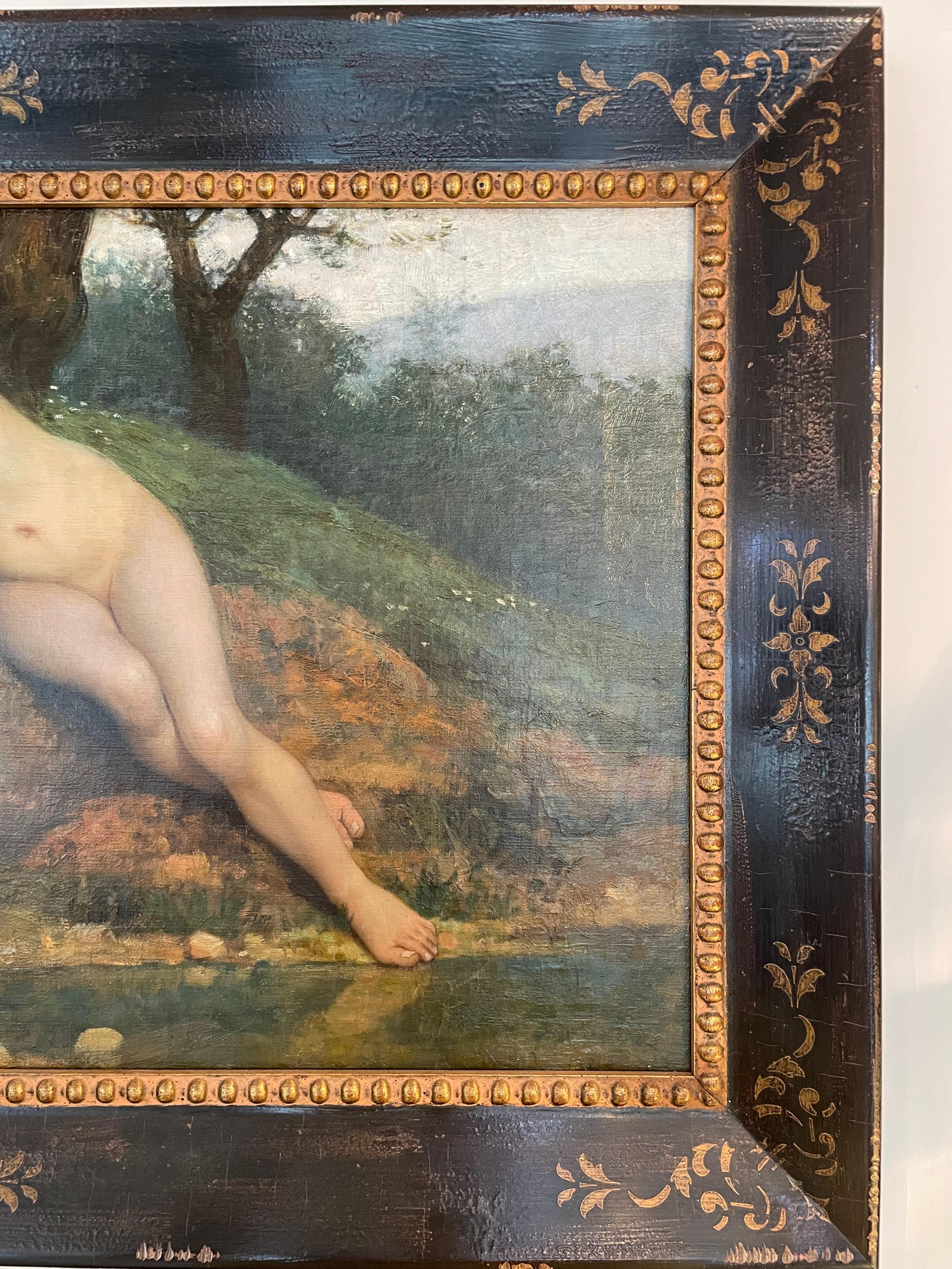 Hand-Painted Giovanni Boldini Painting of a Reclining Nude Figure For Sale