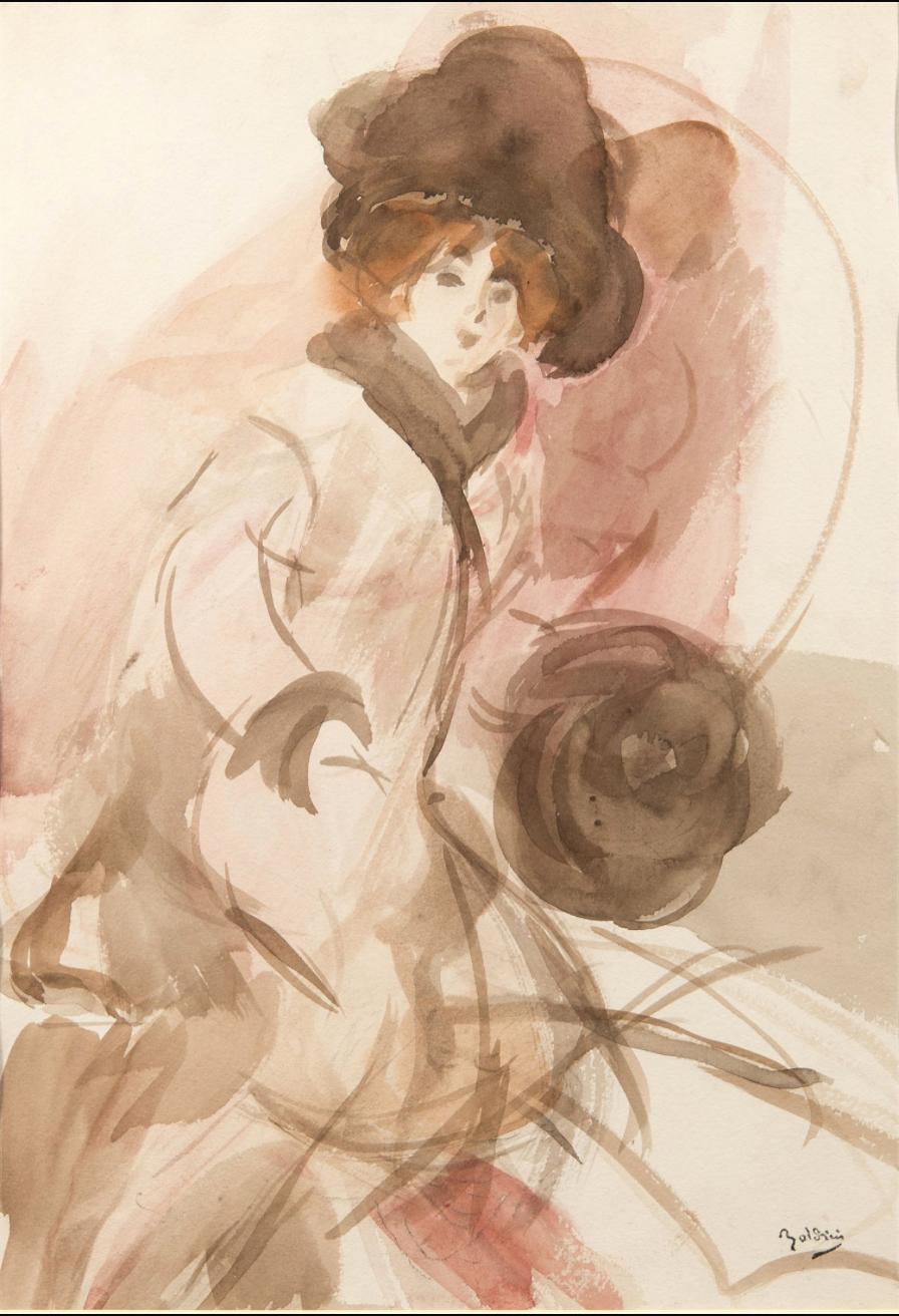 Giovanni Boldini Figurative Painting - Woman with a Hat
