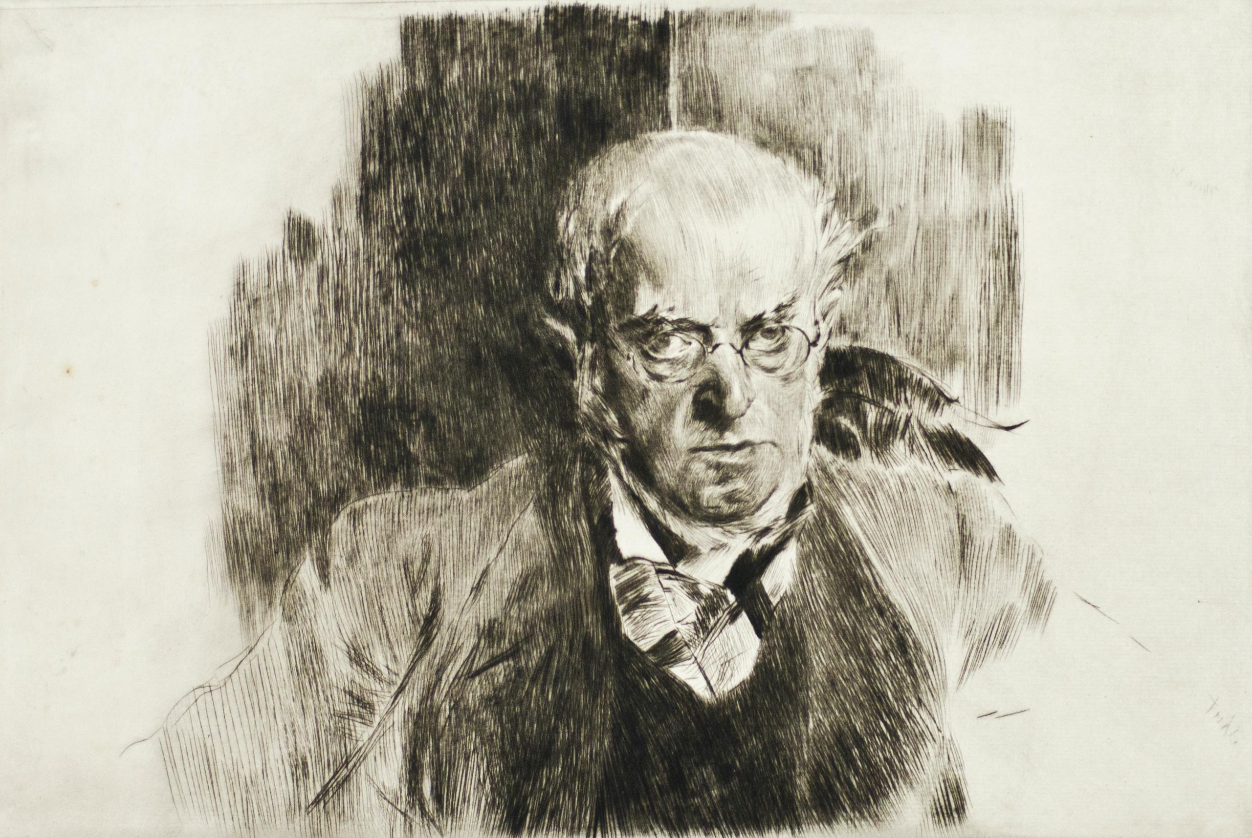 Portrait d'Adolph Menzel - gravure de Giovanni Boldini - 1897 en vente 1