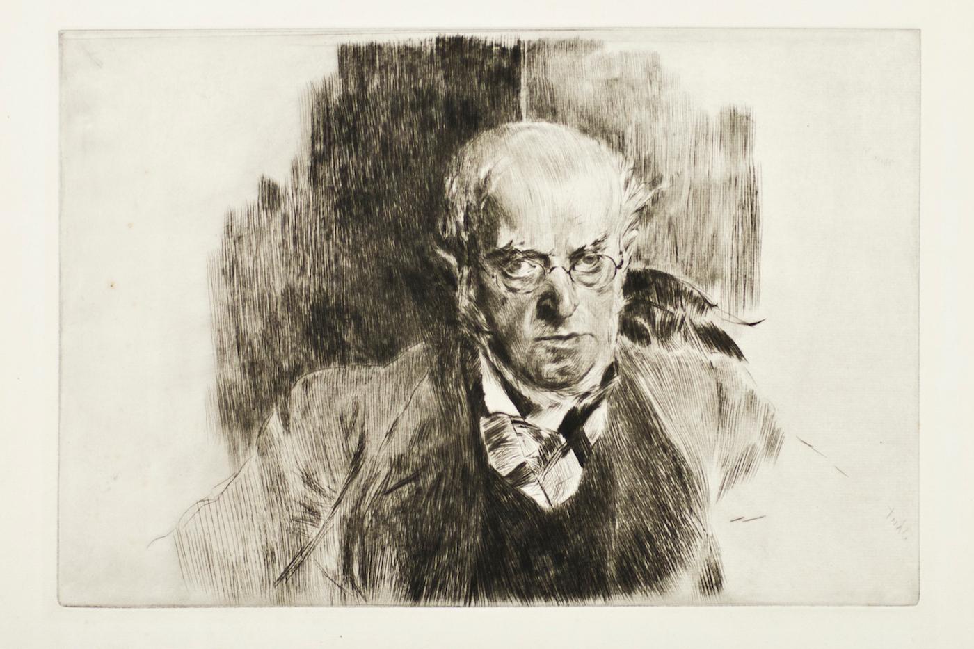 Portrait of Adolph Menzel - Etching by Giovanni Boldini - 1897