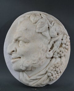 Medaglione Profilo di Satiro in Marmo Scultura Italiana inizio XVIII secolo