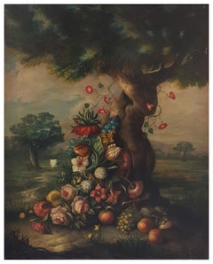 FLOWERING – Italienische Schule – Öl auf Leinwand Italienisches Stillleben