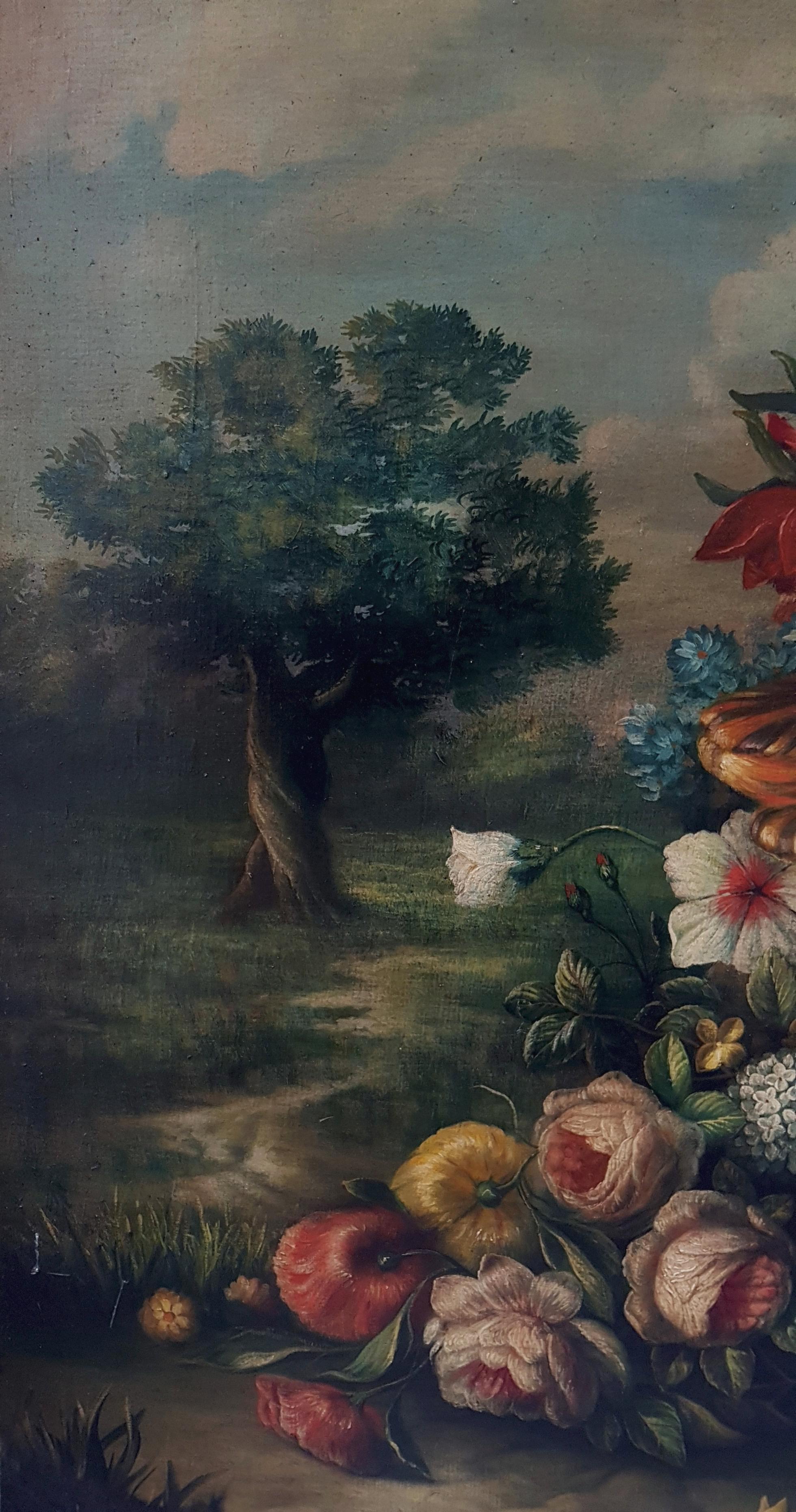 FLOWERING – Italienische Schule – Öl auf Leinwand Italienisches Stillleben (Braun), Still-Life Painting, von Giovanni Bonetti