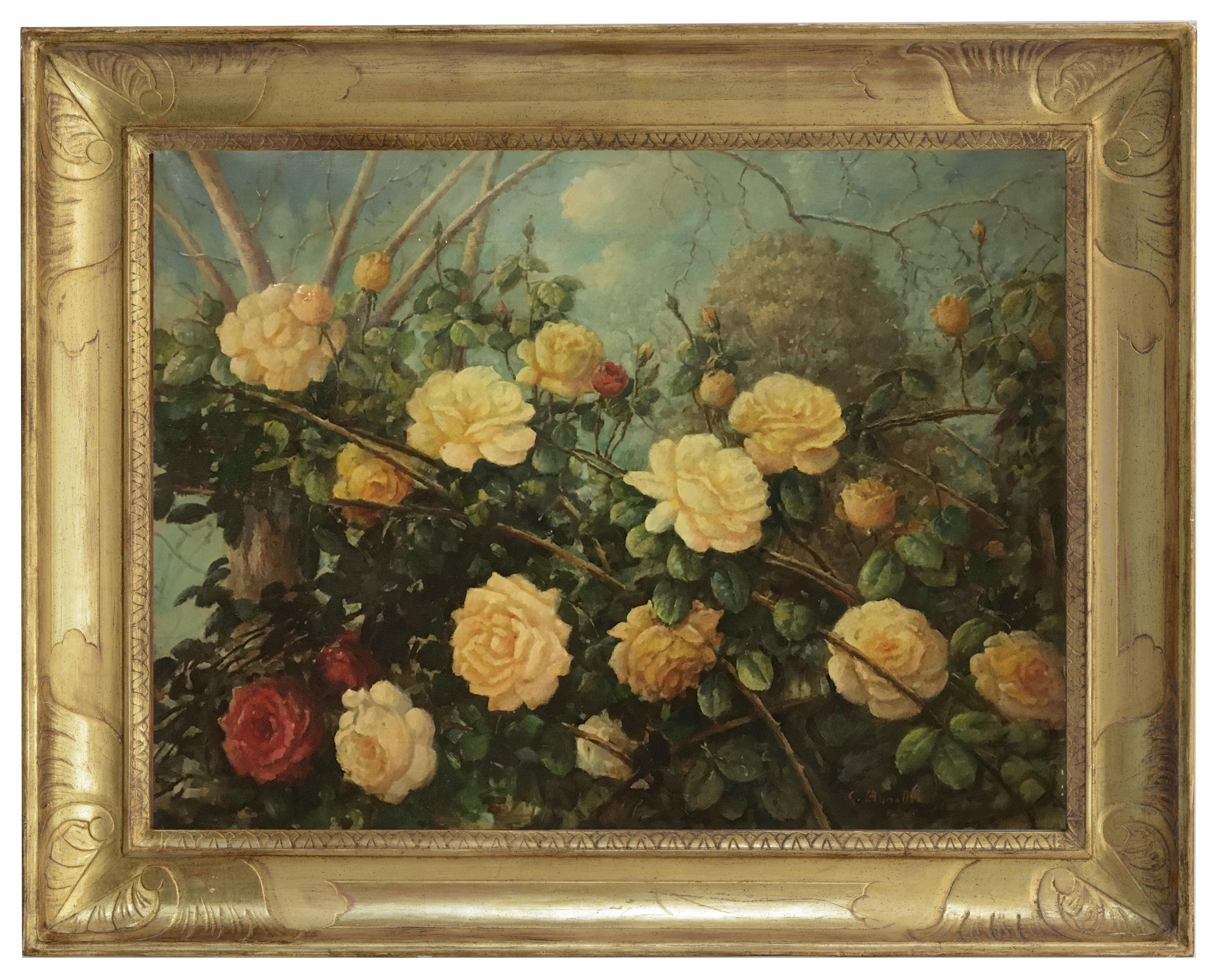 FLOWERS - Italie  École - Nature morte à l'huile sur toile - Painting de Giovanni Bonetti