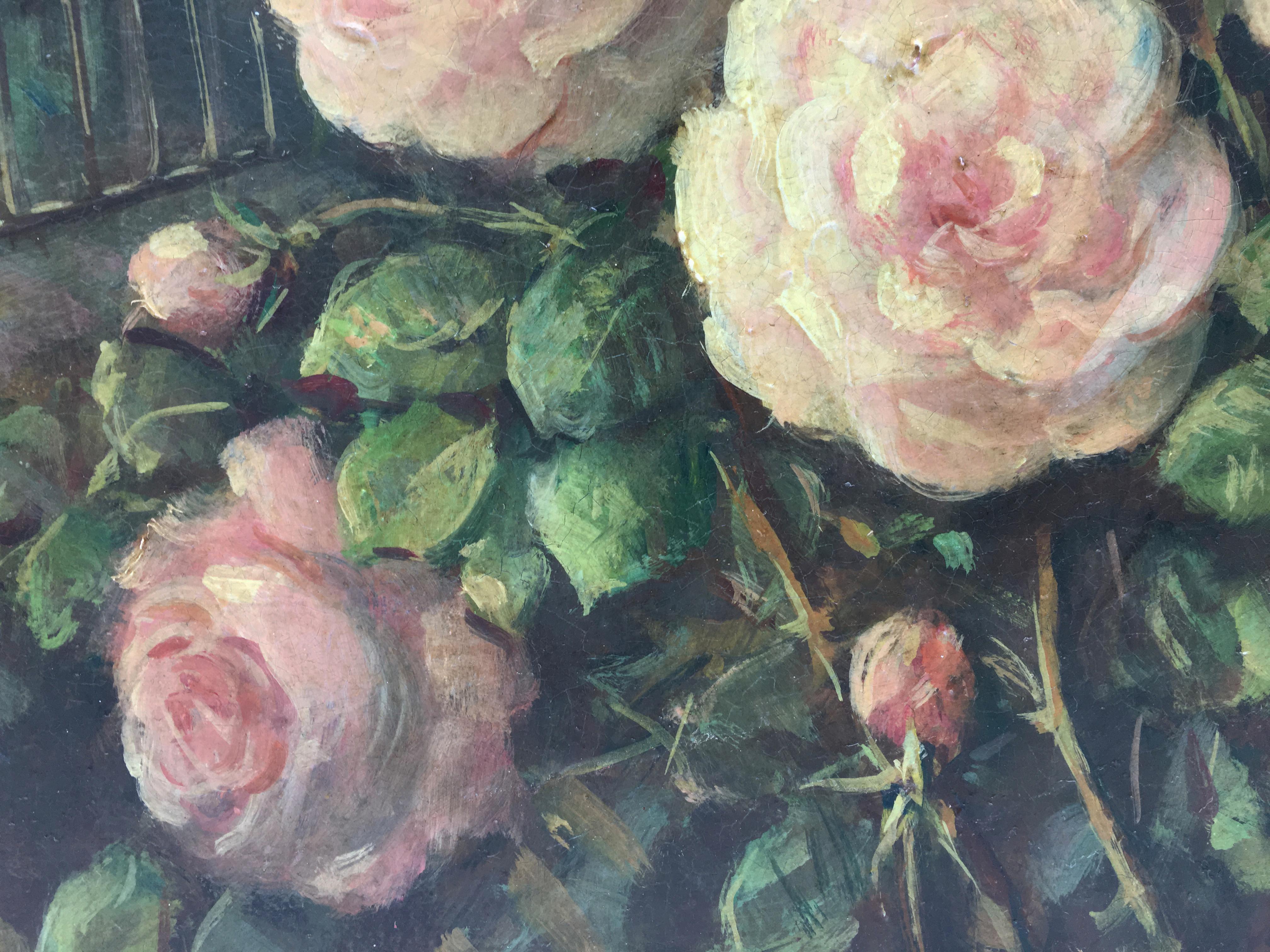FLORES - Escuela Italiana - Bodegón Óleo sobre Lienzo - Painting Escuela italiana de Giovanni Bonetti