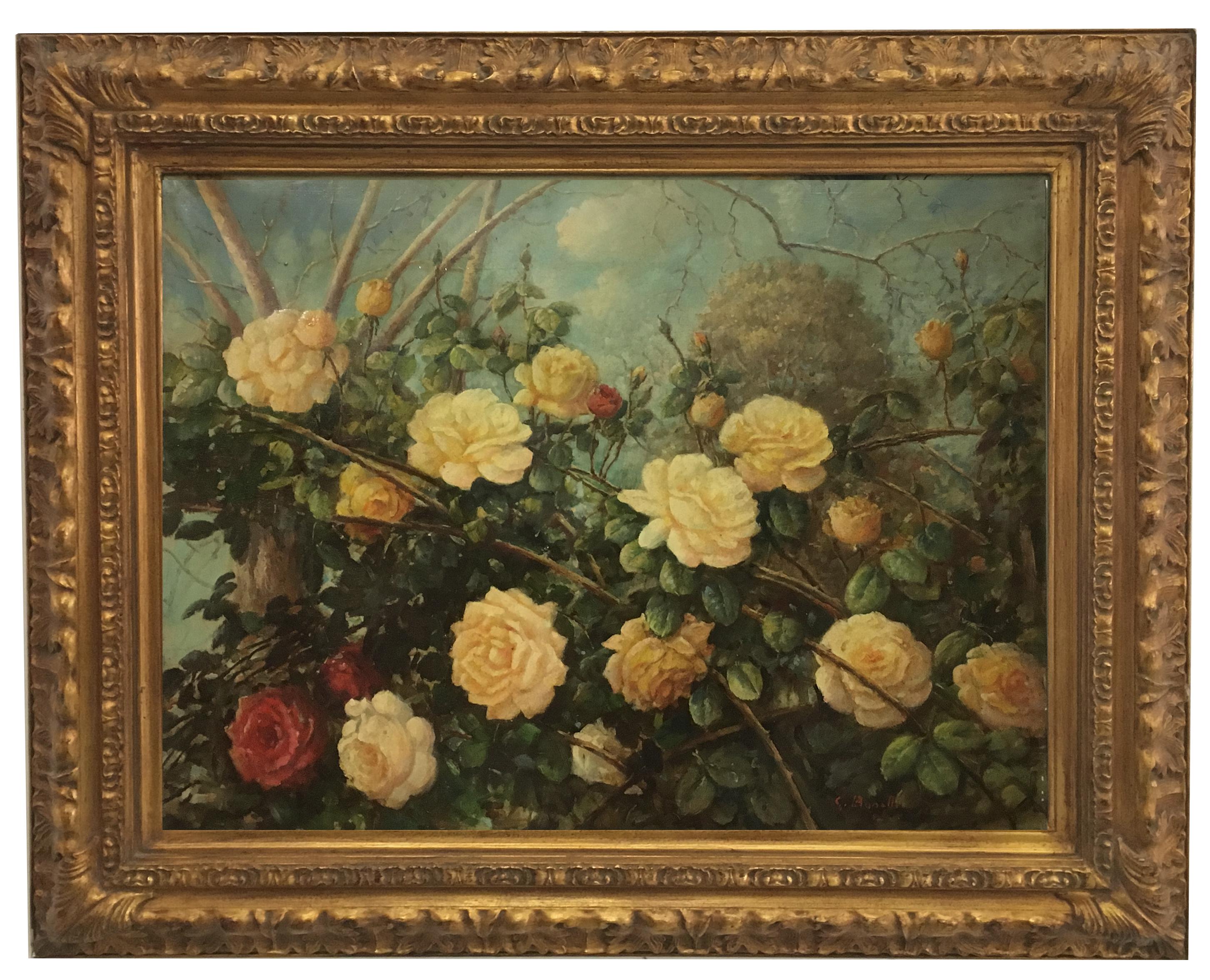 FLOWERS - Italie  École - Nature morte à l'huile sur toile - École italienne Painting par Giovanni Bonetti