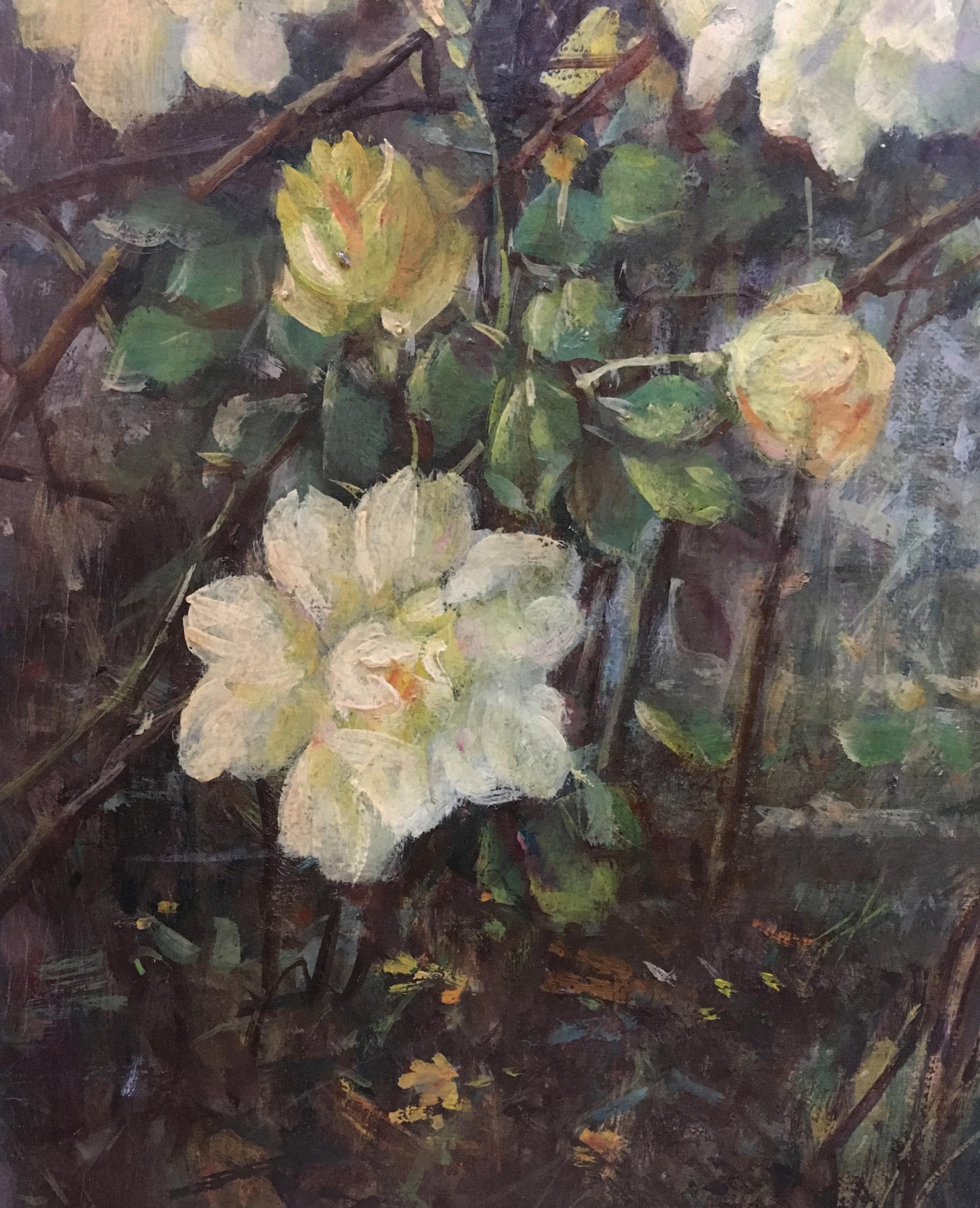 FLOWERS - Italian School - Still Life Oil on Canvas Painting - Brown Still-Life Painting by Giovanni Bonetti