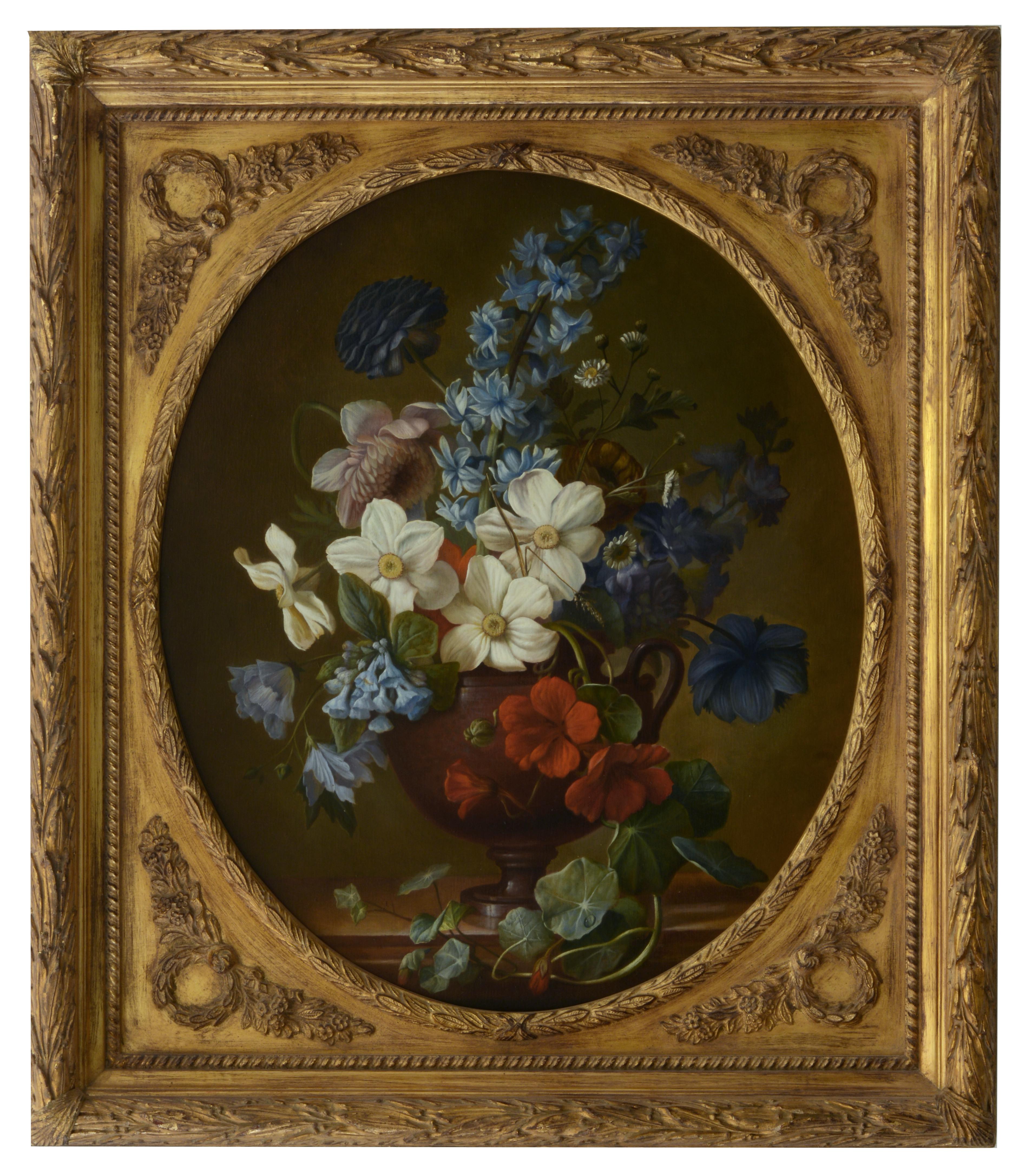 FLOWERS - Oil on canvas painting, cm.60x50, Giovanni Bonetti, 2014, Italy.
Gold leaf gilded wooden frame cm.77x66