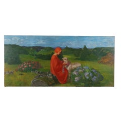 Escena pastoral con santo y cordero primera mitad del siglo XX