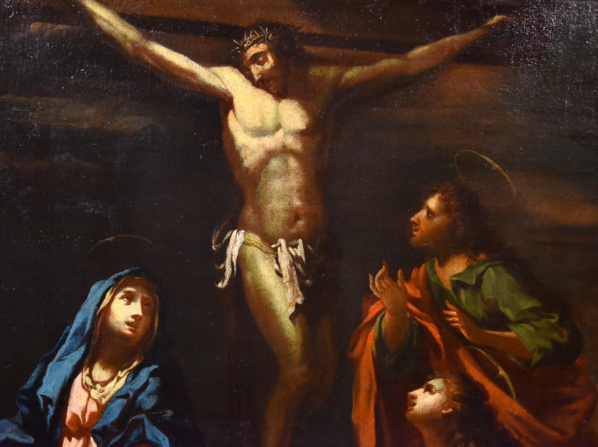 Peinture du Christ Crucified Sagrestani huile sur toile Grand maître 17/18e siècle Italie en vente 6
