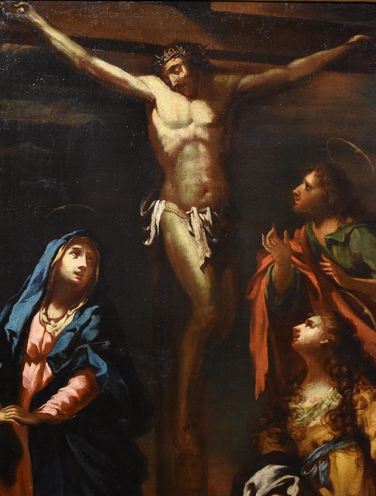 Cristo Crucificado Sagrestani Pintura Óleo sobre lienzo Viejo maestro Siglo XVII-XVIII Italia - Landscape Painting Negro de  Giovanni Camillo Sagrestani (Florence, 1660 - 1731)
