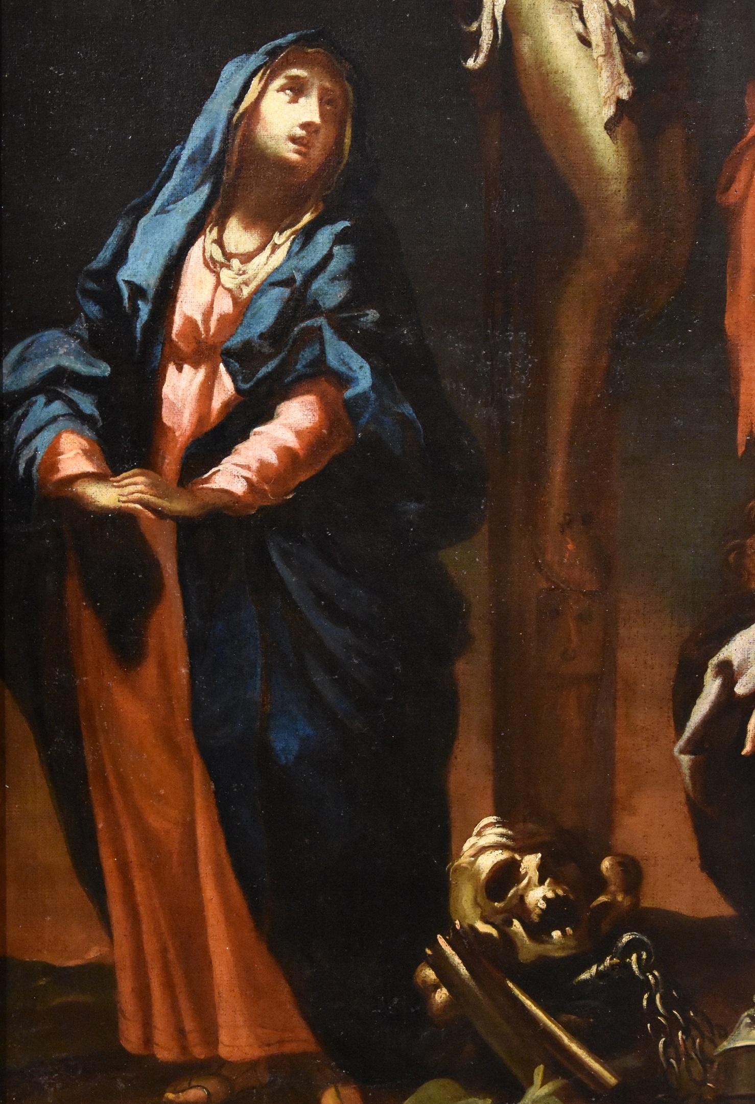 Peinture du Christ Crucified Sagrestani huile sur toile Grand maître 17/18e siècle Italie en vente 1