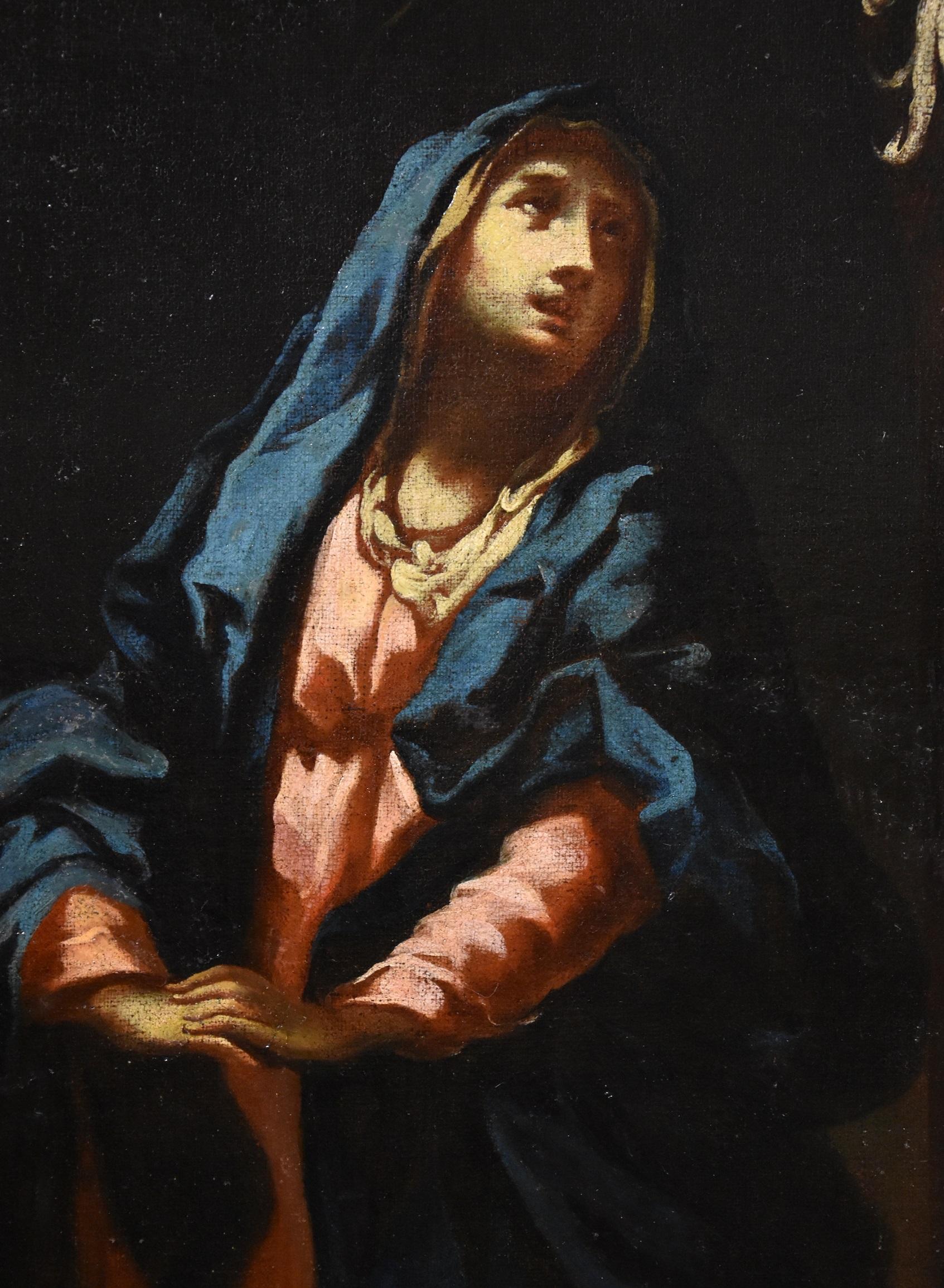 Peinture du Christ Crucified Sagrestani huile sur toile Grand maître 17/18e siècle Italie en vente 5