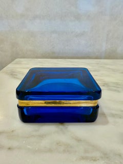 Giovanni Cenedese 1950's Blue Murano Glass Hinged Box