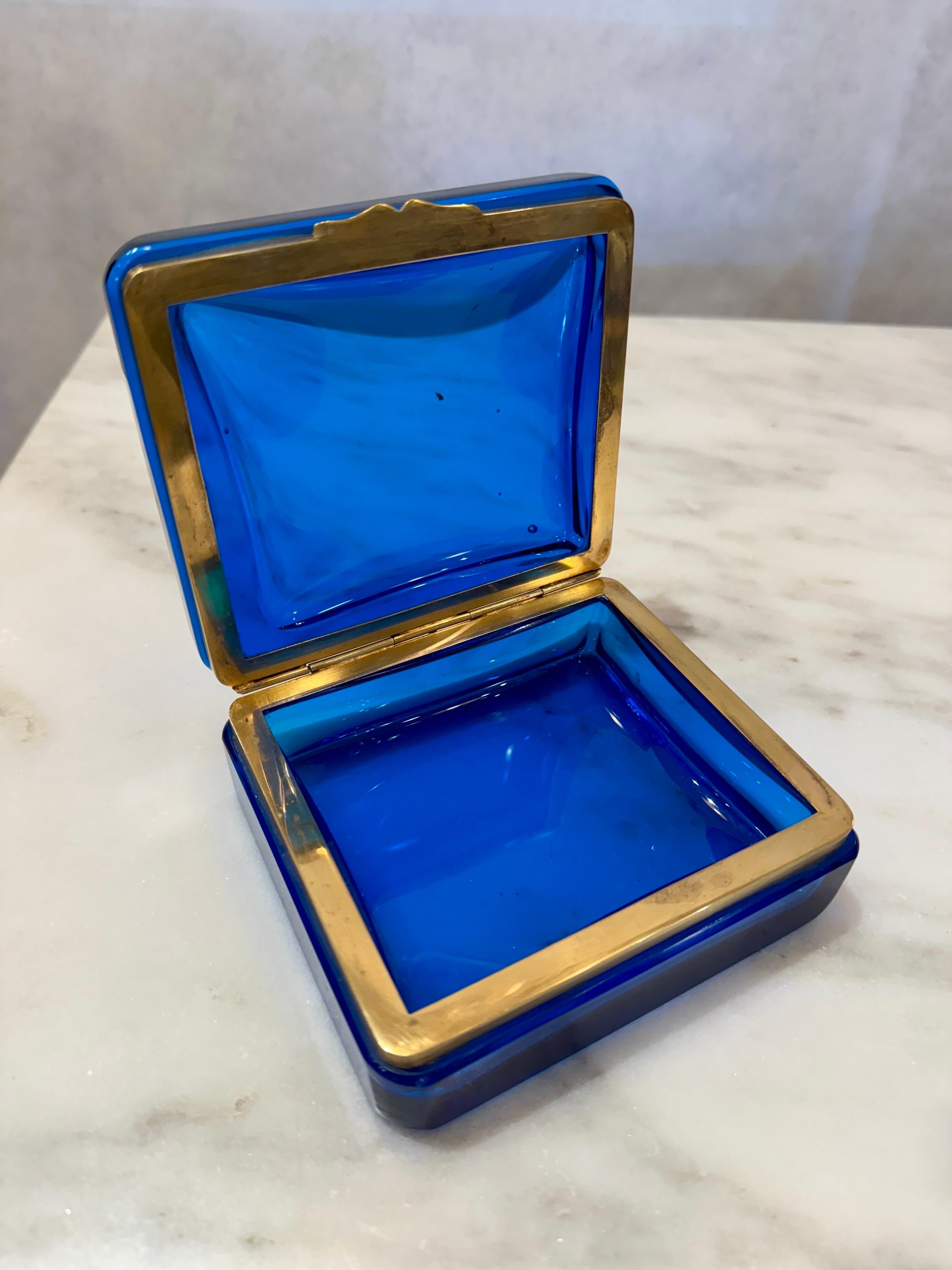Giovanni Cenedese Caja abatible de cristal de Murano azul de los años 50 Italiano en venta