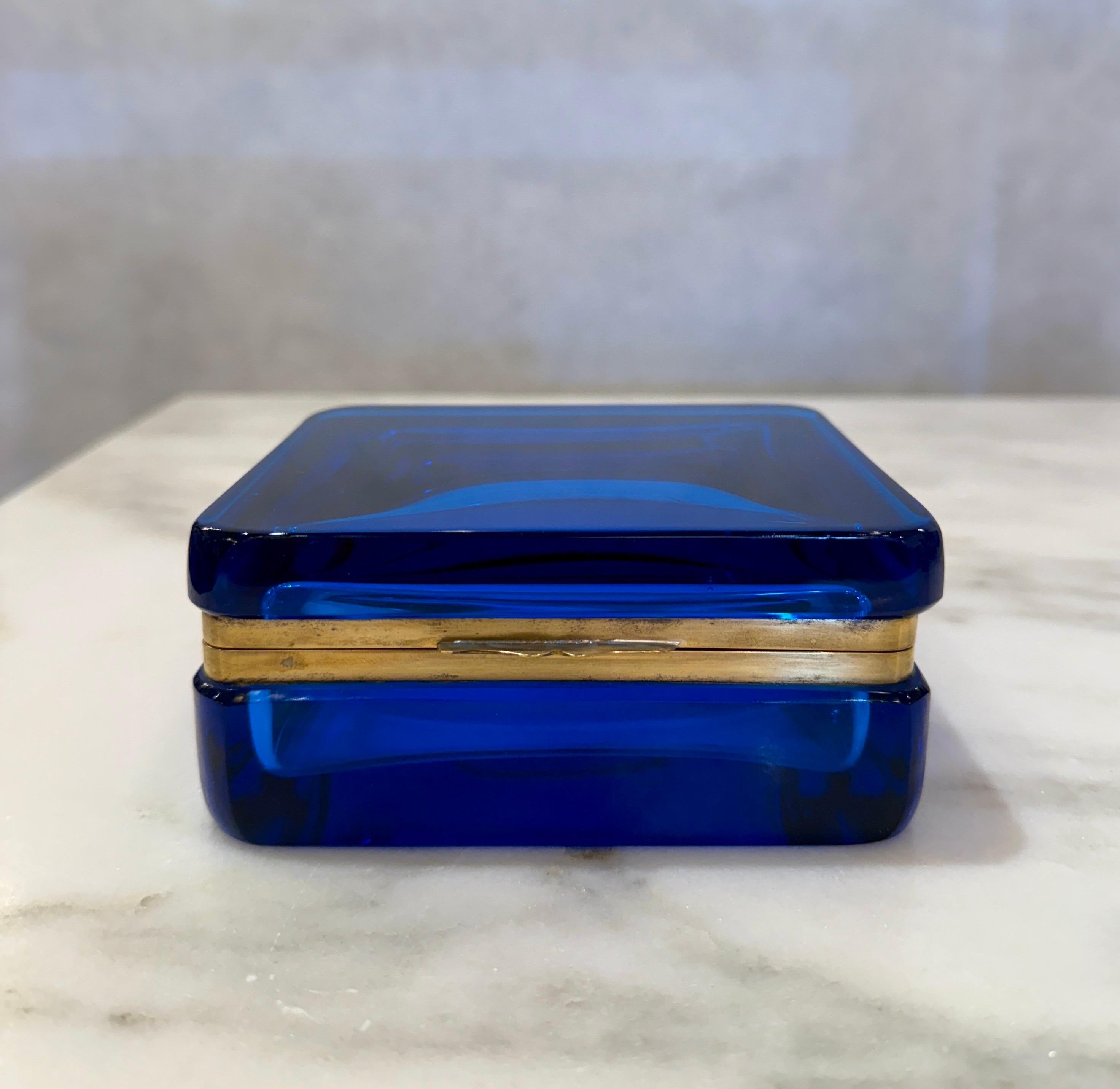 Giovanni Cenedese Caja abatible de cristal de Murano azul de los años 50 en venta 2