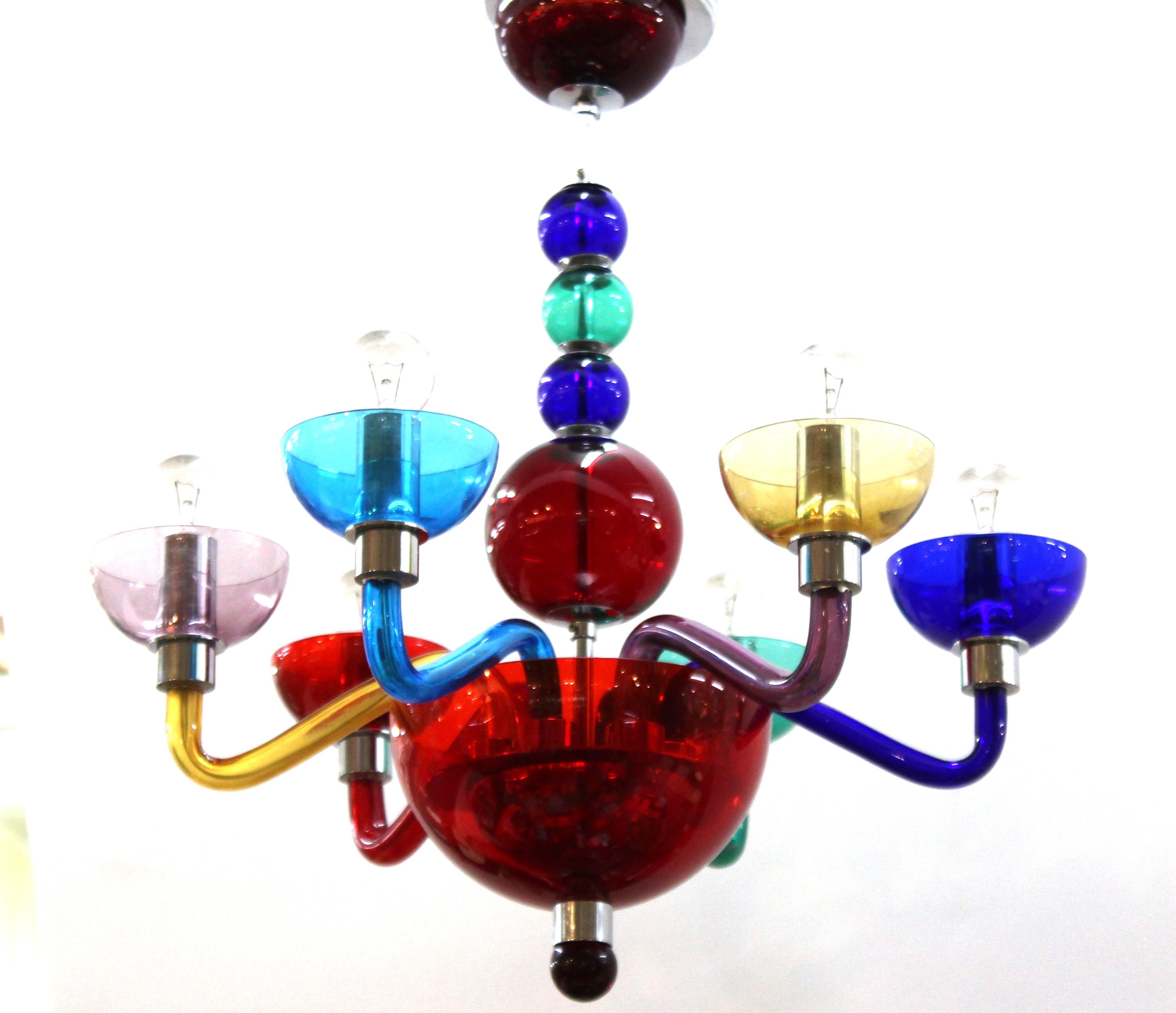 Giovanni Cenedese Italian Modern Murano Glass Multicolored Chandelier 2