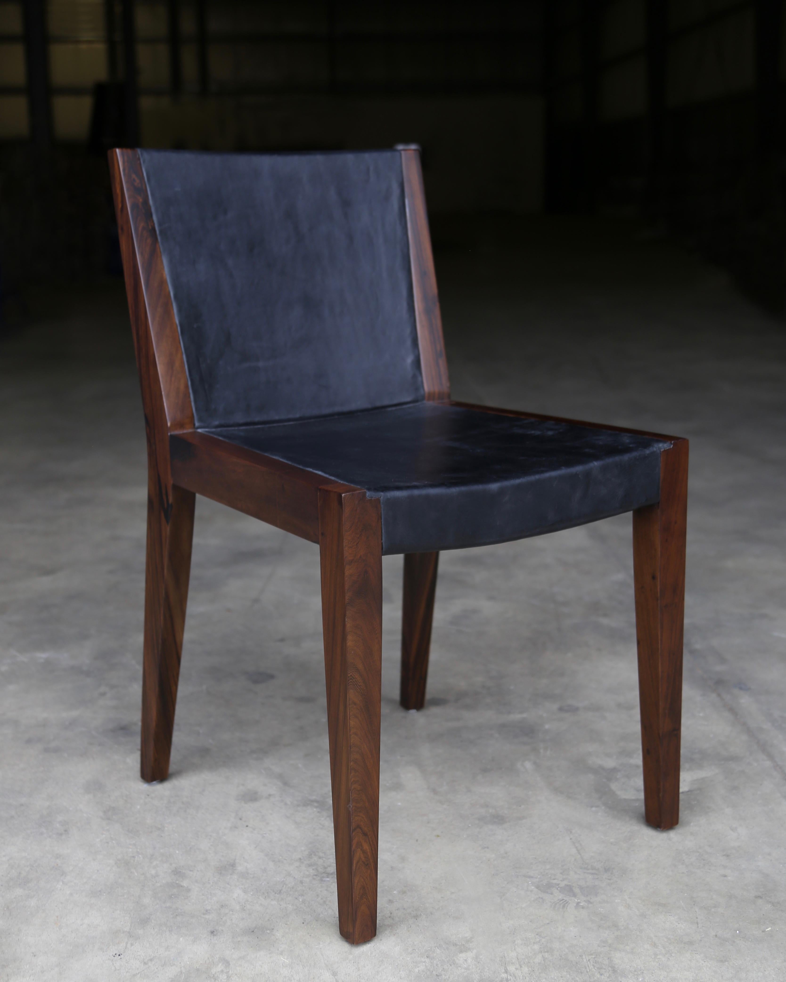 Modern Solid Argentine Rosewood and Leather Dining Chair from Costantini, Giovanni  For Sale