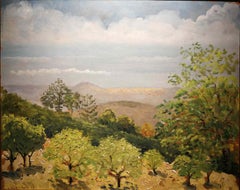 Dipinto figurativo paesaggio toscano del XX secolo olio su tavola