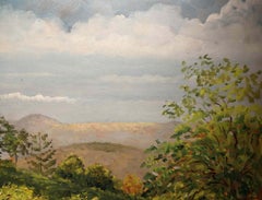Dipinto figurativo paesaggio toscano del XX secolo Olio su tavola