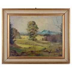 Giovanni Costa Huile sur carton Peinture de paysage