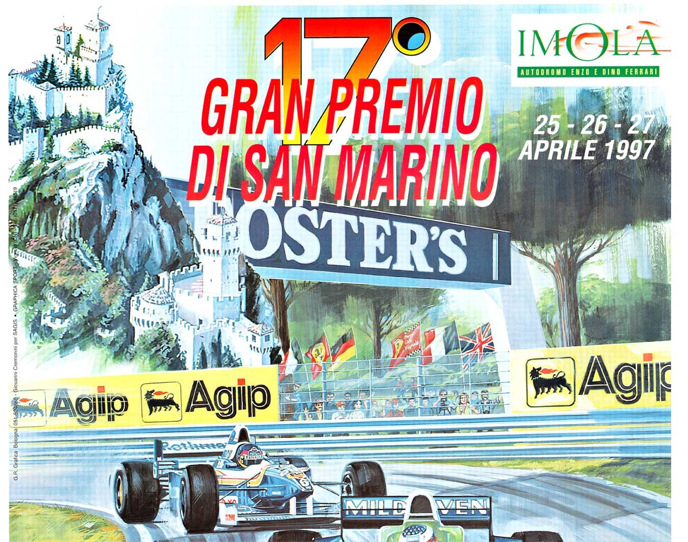 17th Gran Premio di San Marino Formula 1 original racing poster - Print by Giovanni Cremonini