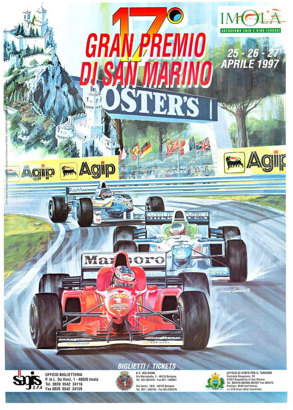 Giovanni Cremonini Landscape Print - 17th Gran Premio di San Marino Formula 1 original racing poster