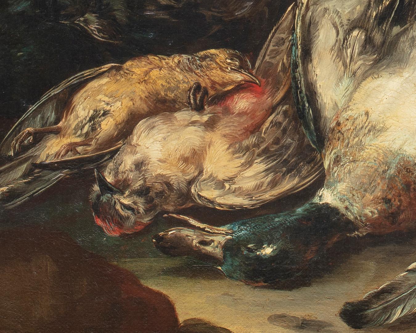 18th Century by Giovanni Crivelli Still life with dog and game Oil on canvas im Angebot 1