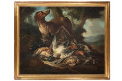 18th Century by Giovanni Crivelli Still life with dog and game Oil on canvas