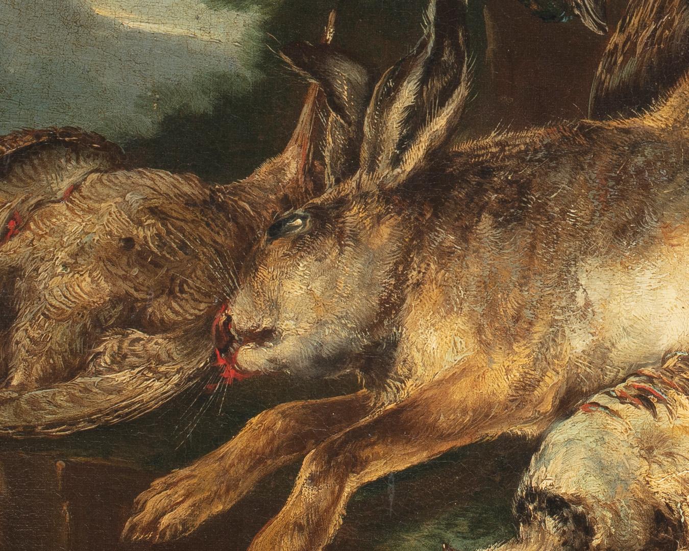 18th Century by Giovanni Crivelli Still life with game in a rural landscape (Alte Meister), Painting, von Giovanni Crivelli, known as Il Crivellino 