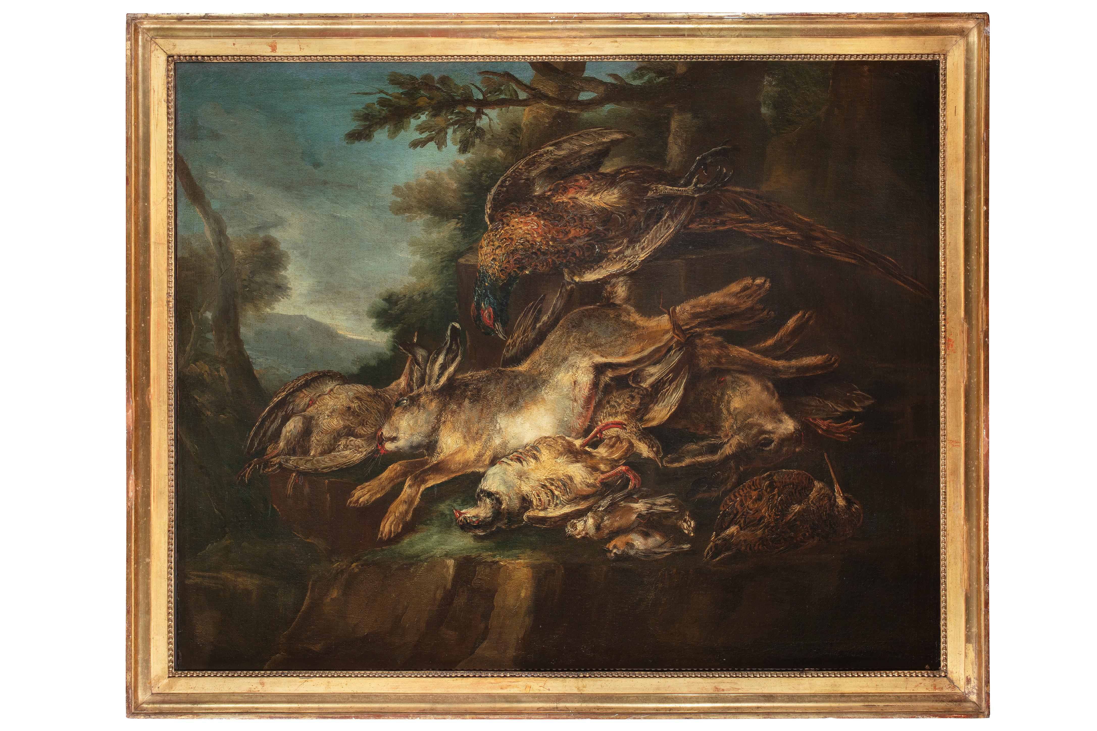 18th Century by Giovanni Crivelli Still life with game in a rural landscape