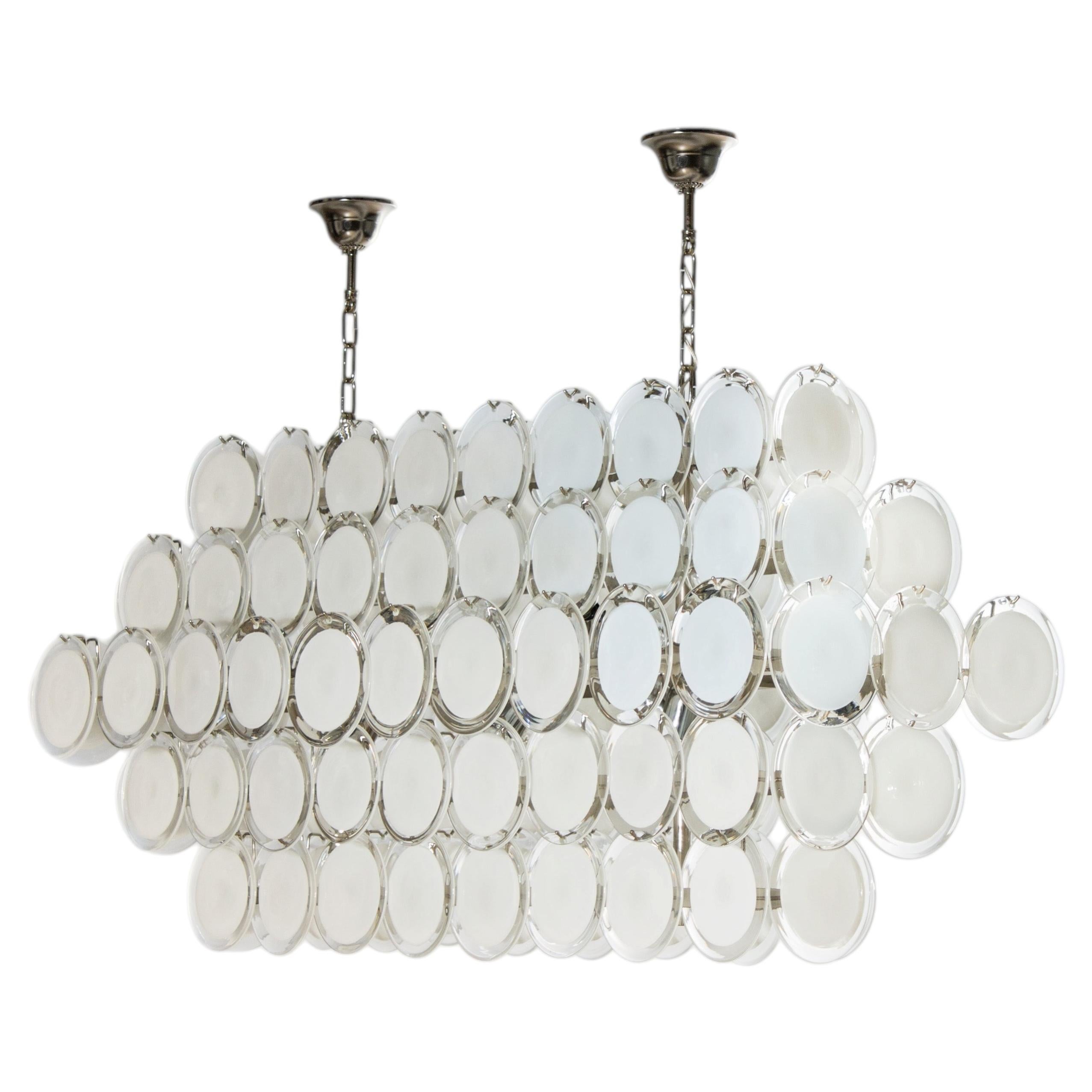 Giovanni Dalla Fina Italian Discs Murano Glass Pendant Chandelier, 1990s
