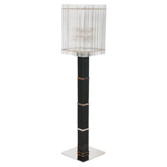 Giovanni Dalla Fina Molato Black and Clear Murano Glass Floor Lamp, Circa 1980