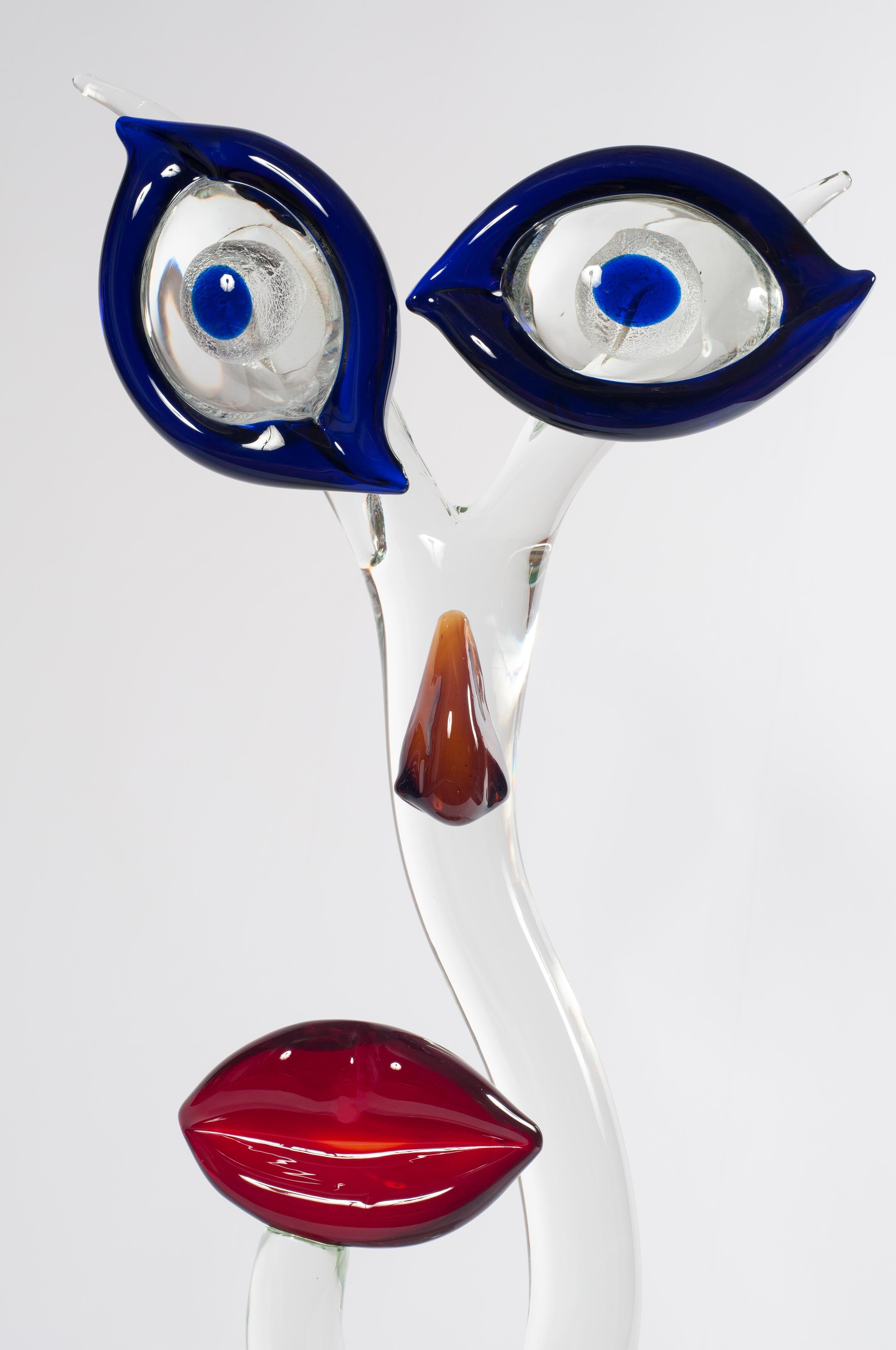 Scultura astratta di volti in vetro di Murano di Giovanni Dalla Fina, Italia, anni '90 in vendita 2
