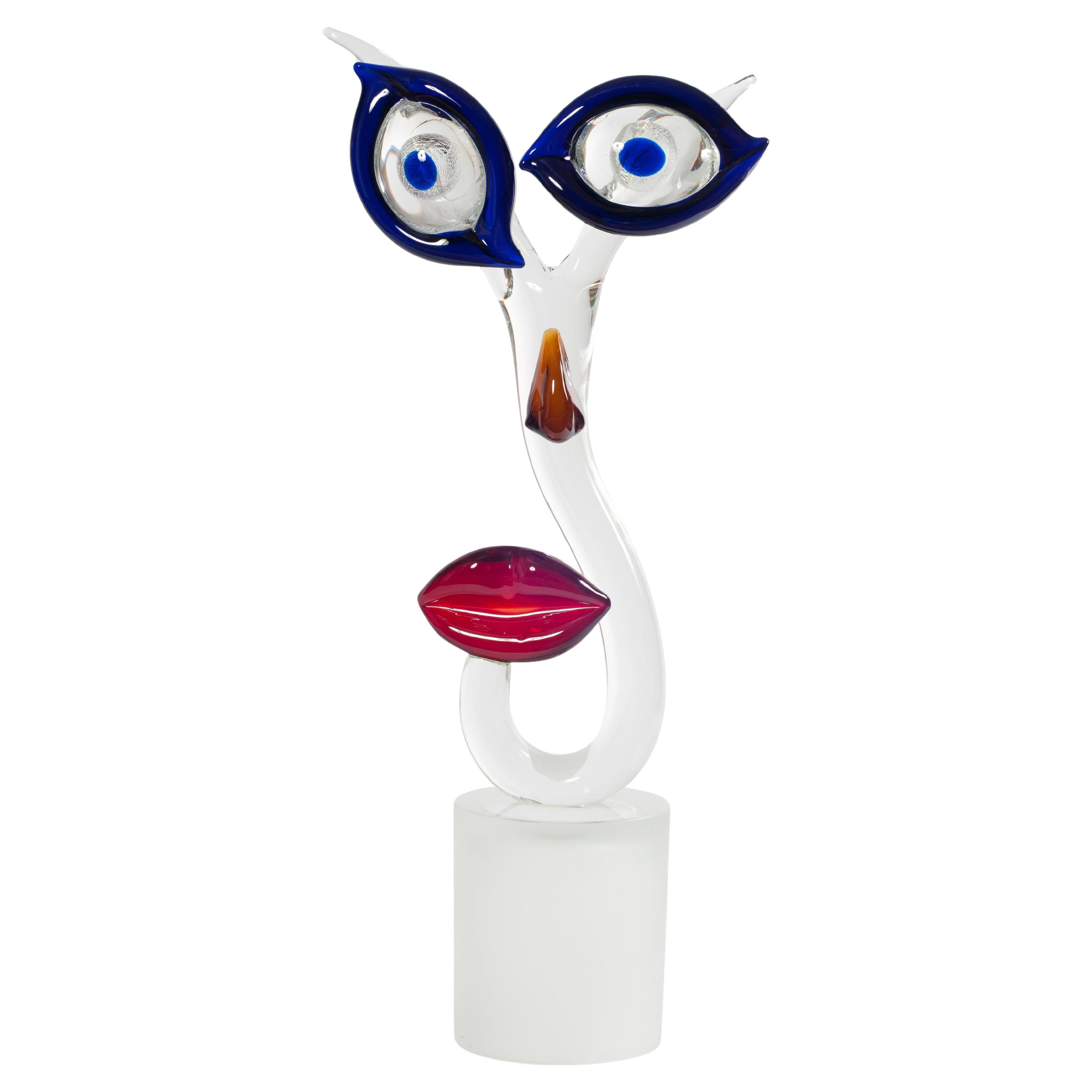 Scultura astratta di volti in vetro di Murano di Giovanni Dalla Fina, Italia, anni '90 in vendita