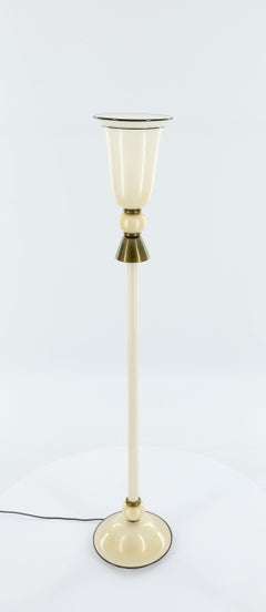 Lampada da terra in vetro di Murano Giovanni Dalla Fina in avorio e polvere d'oro, Italia, anni '70