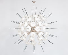 Giovanni Dalla Fina Murano Glass Sputnik Gold-Flecked Chrome Chandelier, 1990s