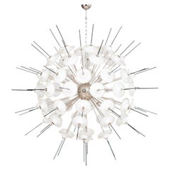Giovanni Dalla Fina Murano Glass Sputnik Gold-Flecked Chrome Chandelier, 1990s