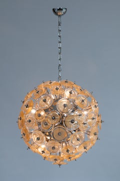 Giovanni Dalla Fina Murano Gold Glass Sputnik Chandelier, Italy, 1990s