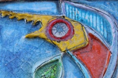 Baldosa de cerámica Giovanni de Simone Diseño italiano Pez espada multicolor Marlin 1970