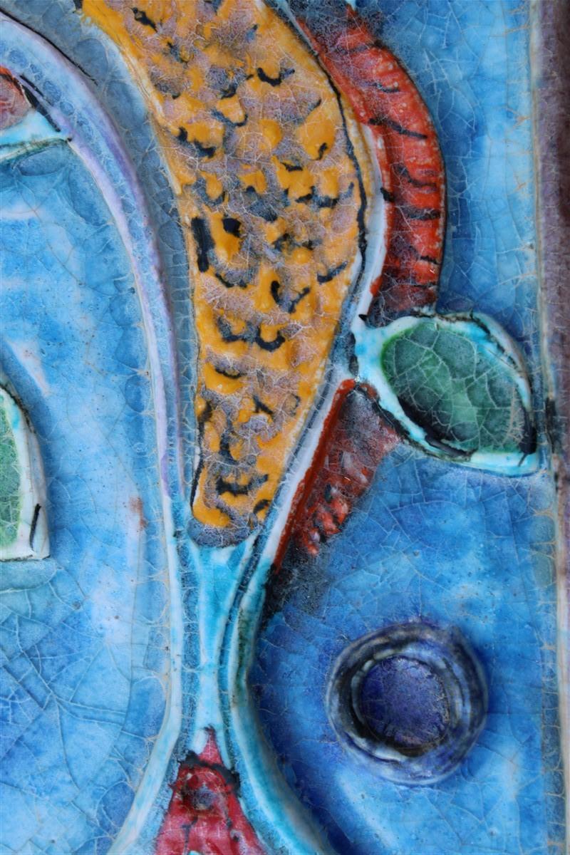 Mid-Century Modern Marlin écusson italien en céramique multicolore motif épée, Giovanni de Simone, 1970 en vente