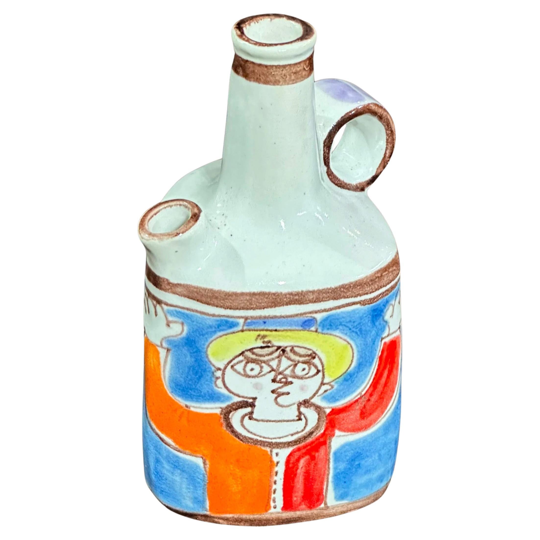 Mid-Century Modern Giovanni de Simone Hand-Painted Jug Vase For Sale