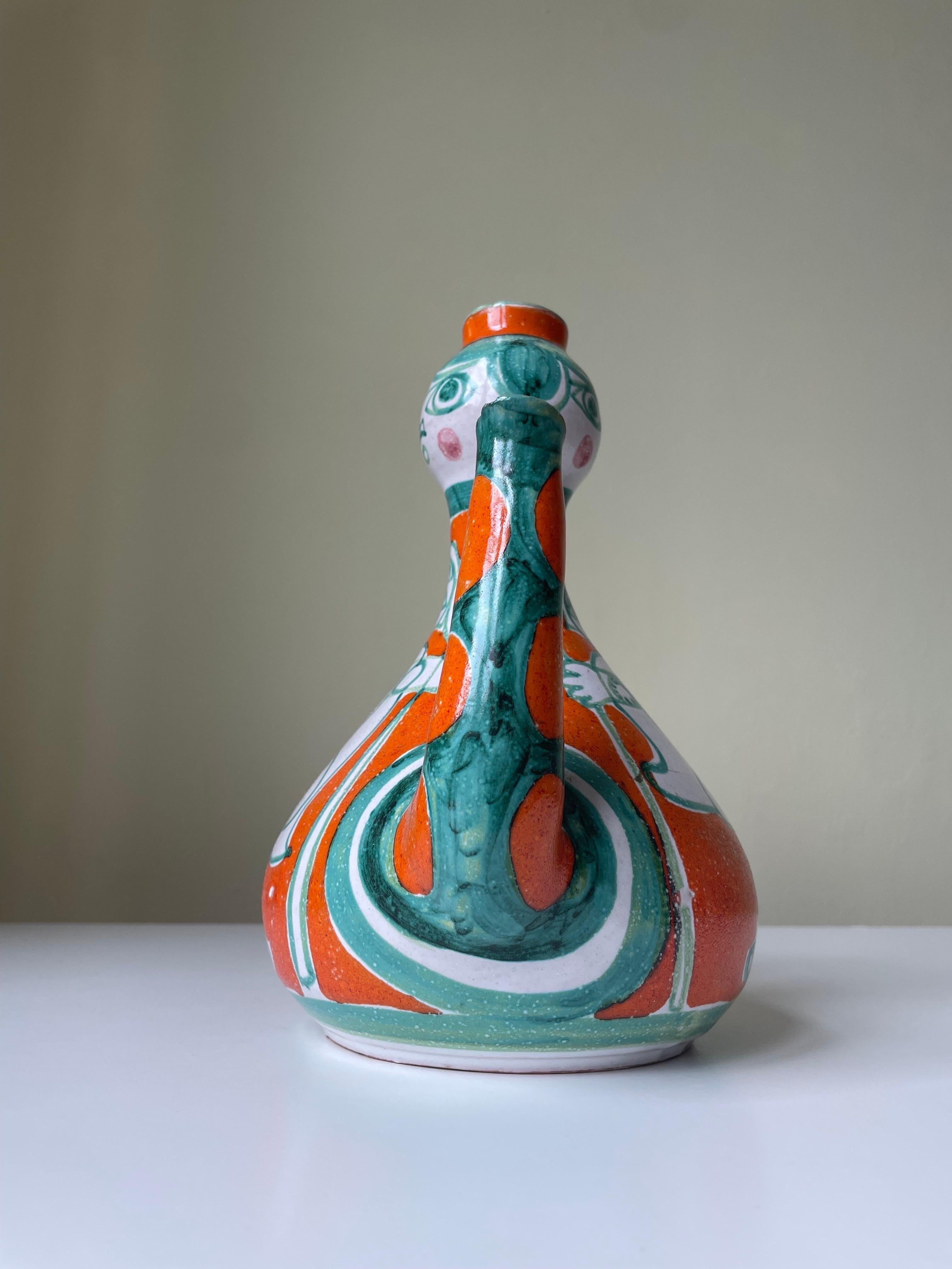 Giovanni de Simone Picasso Style Italian Figurative Pitcher Vase, 1964 3