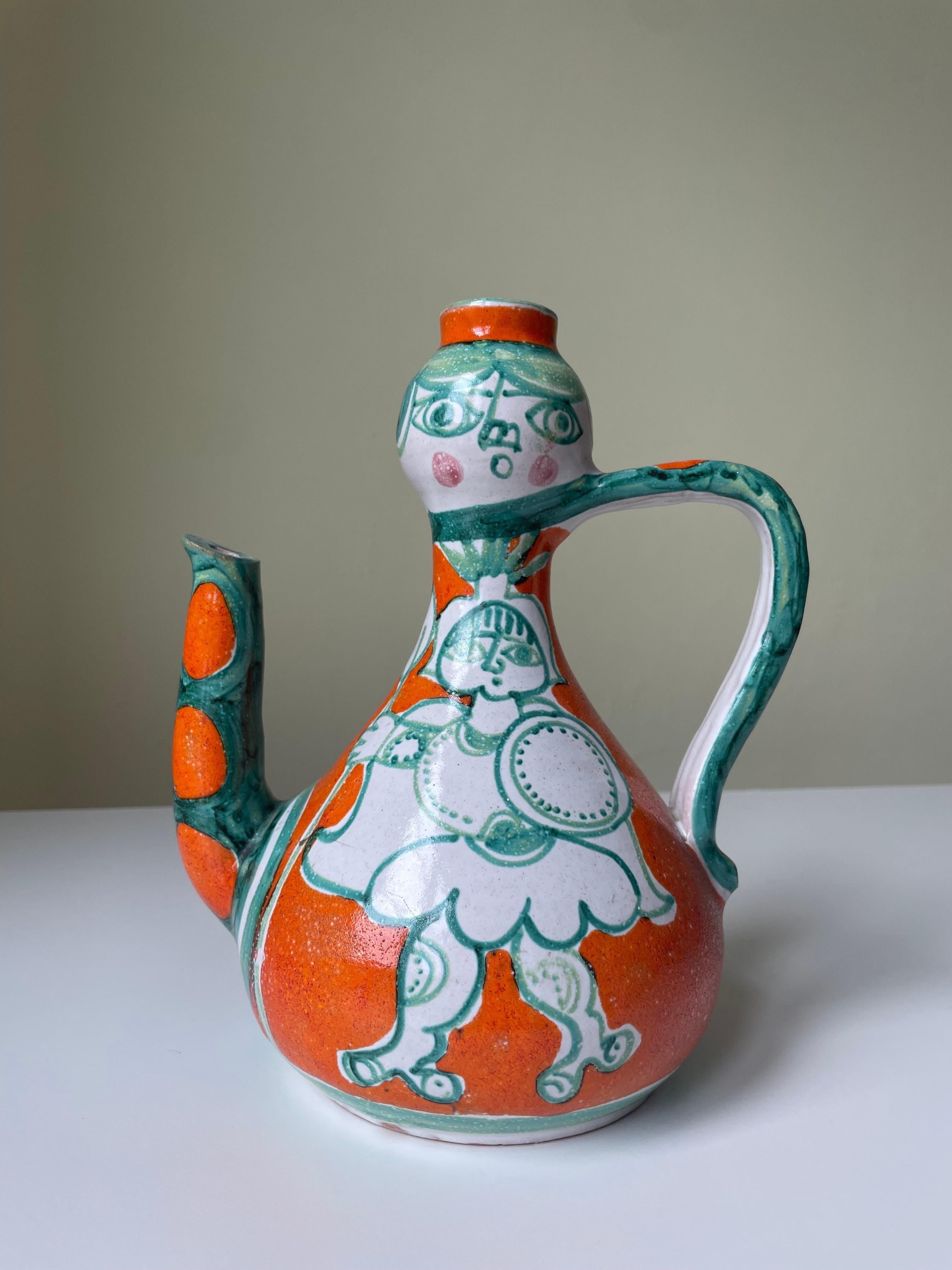 Giovanni de Simone Picasso Style Italian Figurative Pitcher Vase, 1964 4